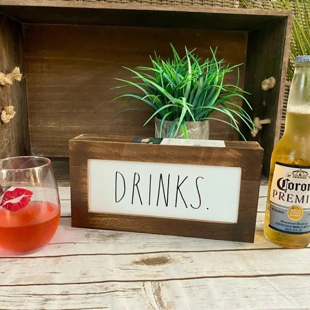 NEW Rae Dunn - DRINKS - 🍷🍺🍸🍹cute wooden sign - Picture 10 of 10